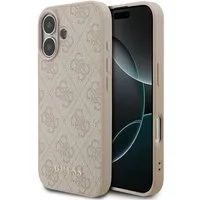 Guess Handyhülle iPhone 17 Kunstleder rosa Classic Logo goldfarben Metall 6,3 Zoll, Kantenschutz