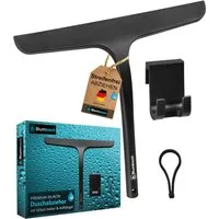 Blumbach Duschabzieher - Silikon Abzieher mit Edelstahlkern, elastisches Wischblatt 28 cm, (Abzieher Dusche mit 2 Halterungen), Premium Duschabzieher 28 cm