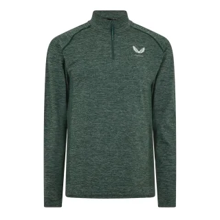 Castore - "Body Mapped" Fleece-Oberteil für Herren, mit kurzem Reißverschluss (Kiefer/Grau)