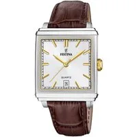 Festina Quarzuhr On The Square F20681/4, Armbanduhr, Herrenuhr, Damenuhr, Lederarmband, Datum
