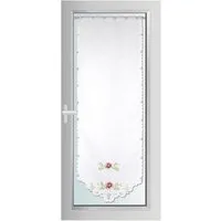 Arsvita Panneaux Blumen Mona mit Stickerei, Schlaufen, transparent, Türpanneaux 180x60cm Stangendurchzug, Voile Kurzgardine Bistrogardine