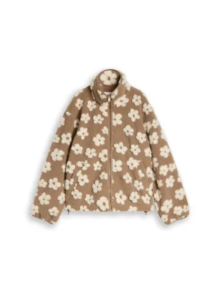 Denim Tom Tailor - Teddy Jacke mit Blumenmuster brown teddy flower artwork - Gr. - M