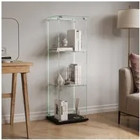 FUROKOY Glasvitrine Standvitrinen, Vitrine aus gehärtetem Glas (Set, 1-St., Vitrinenschrank mit 1 Glastür für Sammler, Bücher) Schwarz 3 Lagen Sammlervitrine