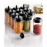 Hermia Concept Vorratsdose Erika,(12 Stücke), Gewürzglas Set, Schwarz, 100% Glas, Glas, (Set, 12-tlg., 12x Gewürzglas mit Deckel), Großes Volumen: 300 ml pro Glas