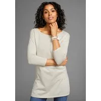 Laura Scott Longpullover Feinstrick mit U-Boot Ausschnitt und seitlichem Schlitz
