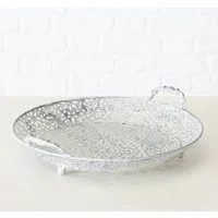 BOLTZE GRUPPE GmbH Dekotablett Dekotablett Lili Metallkorb Eisen Landhausstil hellgrau Ø 35 cm