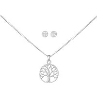 ALEXANDER YORK Schmuckset 925 Sterling Silber, Schmuckset, Halskette, Ohrstecker, TREE OF LIFE Lebensbaum, 4-tlg.