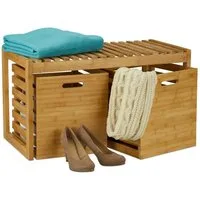 relaxdays Sitzbank mit Stauraum Bambus (3-St)