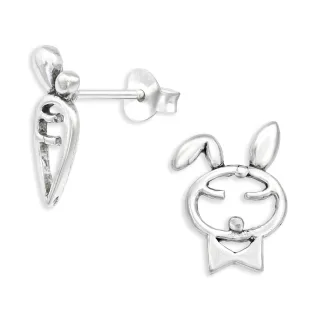 Hase mit Karotte Ohrringe aus 925 Silber
