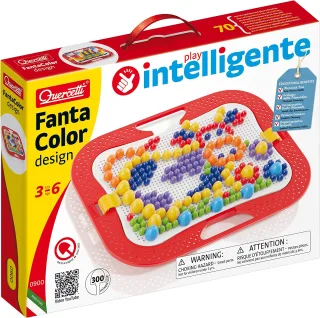Quercetti 0900 - Mosaik-Steckspiel Fanta Color Design (300 Stecker in 3 Größen)