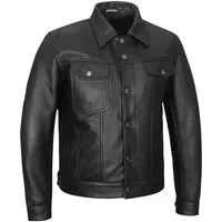 BOHMBERG Lederjacke Herren Echtleder Jacke im Jeans Stil Biker Look Schwarz