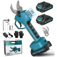 Rinoxar Akku-Astschere 40mm Akku Astschere, Elektrische Gartenschere mit 2x2000mAh Batterien, Bürstenloser Motor, Elektrische Baumschere für Garten Äste Obstgärten