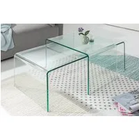 riess-ambiente Couchtisch FANTOME 100cm transparent - Sicherheitsglas, pflegeleicht, Wohnzimmer (Set, 2-St), Eckige aber ohne scharfe Kanten - ideal für moderne Wohnzimmer & Lofts