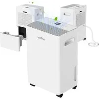 loefme Luftentfeuchter 8L/Tag, Sleep-Modus leise fürs Schlafzimmer, 1,5L Tank, für 70 m³ Räume, Entfeuchtung 8 l/Tag, Tank 1,5 l, Luftentfeuchter Keller Dauerbetrieb Schlauch, Auto-Abtauung, Timer