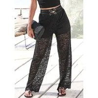 LASCANA Schlupfhose mit weitem Bein aus transparenter Spitze mit integrierter Shorts, luftige Sommerhose