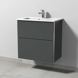 Sanipa 3way Waschtischunterbau zu Duravit ME by Starck Waschtisch mit 2 Auszügen, Anthrazit-Matt BR72222