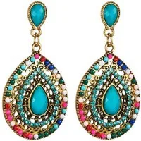KARMA Paar Ohrhänger Bunt 5 cm Damenohrringe Statementohrhänger (Abendveranstaltun Boho Ethno Schmuck, 2-tlg., Ohrringe Damen für Hochzeit Party), modern Ohrschmuck Damenschmuck