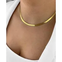 DANIEL CLIFFORD Schlangenkette 'Jasmine' Damen Halskette Silber 925 vergoldet Choker (inkl. Verpackung), größenverstellbare Silberkette, 4,5mm Breite