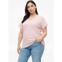 s.Oliver Kurzarmshirt T-Shirt Gestreiftes Jersey-T-Shirt mit V-Ausschnitt
