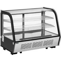 Royal Catering Kühlschrank RCCC-160ST, 69 cm hoch, 57 cm breit, Kühlvitrine 160 L Kuchentheke 3 Ebenen Kühltheke Edelstahl + Glas 2 -