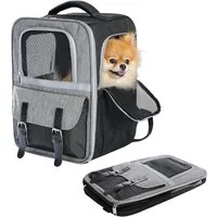 Purpurra Tiertransporttasche Haustierrucksack extra-leicht mit Netzfenster, Tragbar und Faltbar bis 7,00 kg, 30L x 23,5B x 40H cm