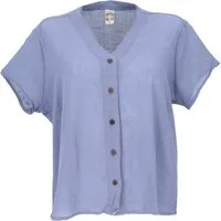 Guru-Shop Longbluse Luftiges Basic Blusentop, Kurzarm Baumwollbluse.. alternative Bekleidung