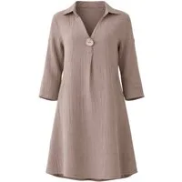 WENOR Tunikakleid Damen Musselin Bluse Sommerkleid V-Ausschnitt