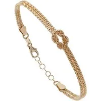 HOPLO Goldarmband Himbeerkette mit Knoten Armkette 19 cm - 2-reihig 585 - 14 Karat Gold, Made in Germany