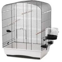 Ollesch Vogelkäfig Vogelkäfig Vogelheim Elena schwarz/weiß 54x39x71cm mit Zubehör