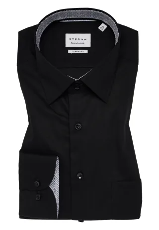 ETERNA - Hemd Popeline Langarm schwarz - Gr. - 44/Langarm - 65cm
