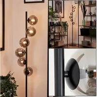 hofstein Stehlampe Stehlampe aus Metall/Glas in Schwarz/Rauchfarben, ohne Leuchtmittel, Standlampe im Retro-Design aus Glas, 6 x G9, ohne Leuchtmittel