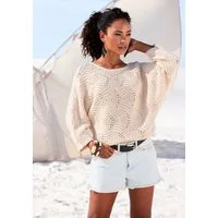LASCANA Fledermauspullover mit aufwendigem Strickmuster, Lochstrickmuster modischer Ajourpullover, Oversize-Pullover, Strickpullover, Frühling