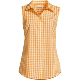 Bügelleichte ärmellose Hemdbluse, Damen,  Orange, Baumwolle, by Lands' End