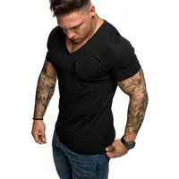 Amaci&Sons T-Shirt PATERSON Basic Oversize T-Shirt mit V-Ausschnitt Herren Vintage Basic Shirt mit V-Ausschnitt und Brusttasche