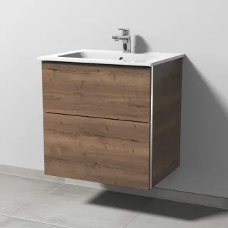 Sanipa 3way Waschtischunterbau zu Duravit ME by Starck Waschtisch mit 2 Auszügen, Eiche-Tabak BR72450