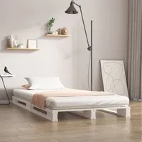 furnicato Bett Modernes Paletten-75 x 190 cm in Weiß aus massivem Kiefernholz (1-tlg), Stabiles Bettgestell mit rustikaler Optik für dein Schlafzimmer