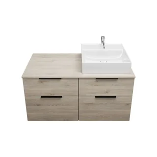 Burgbad Keramik Waschtisch-Set Eqio Eiche Dekor Flanelle/Alpinweiss, SGUS120RF2632C0001 SGUS120RF2632C0001