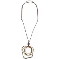 COLLEZIONE ALESSANDRO Lange Kette Flor, Anhänger aus vier Holzringen