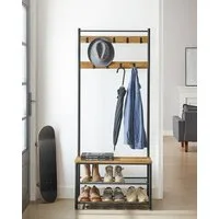 VASAGLE Garderobenständer Garderobe, Kleiderständer, mit Schuhbank, 3-in-1 Design, Stahl, 32 x 70 x 175 cm