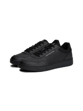 Tommy Hilfiger Sneaker "TH BASKET CORE LTH", Freizeitschuh, Halbschuh, Schnürer, Logo-Aufnäher an der Schuhzunge
