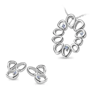 Orphelia Damen 925 Sterling Silber Set: Kettenanhänger + Ohrringe - Silber SET-5018