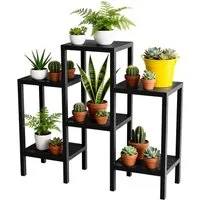 Ribelli Blumenständer 6-Etagen Pflanzenständer Kunststoff Mehrstöckig Blumenregal, DIY Pflanzentreppe Balkon, Deko Wohnzimmer, Garten, Terrasse und Büro