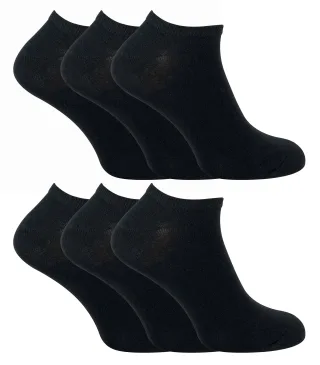 SOCK SNOB - 6er Pack Herren Baumwolle Low Cut Quarter Gym / Trainer Socken - Schwarz