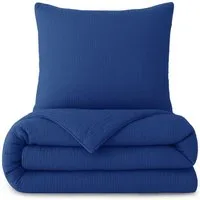 Laynenburg Bettwäsche Musselin aus 100% Baumwolle in 135x200 oder 155x220 cm, atmungsaktiv & bügelfrei – 2 lagig mit Reißverschluss & Haltebändern