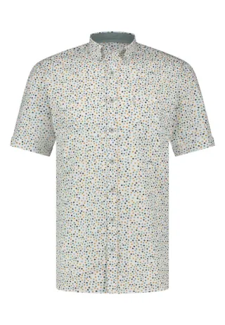 State of Art - Regular Fit: Kurzarmhemd weiß/gelb/blau - Gr. - S