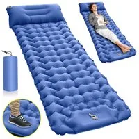 BlingBin Isomatte Camping Matratze Selbstaufblasend, Outdoor Campingmatte mit Fußpumpe, (Ultraleicht Faltbare Feldbett mit Kissen, Wasserdicht Feuchtigkeitsdichte Schlafmatte, 1-tlg., 193*68*8cm, Isomatte aus 40D Nylon & TPU-Beschichtung), Rreißfeste