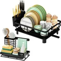 Refined Living Geschirrständer 2-in-1 Küchenorganizer-Set: Geschirrständer&Spüle Organizer,2er-Set, Zubehör für Zubehör für Küchen Zubehör, Multifunktionales Abtropfgestell-Set, Ablage für Küchenspüle, mit 360° Abfluss abnehmbarem und Messerfächern, 