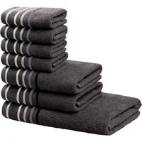 OTTO home Handtuch Set Niki, Duschtuch, Handtücher und Gästetücher, Walkfrottee (Set, 7-St), Handtücher mit mehrfarbiger Streifenbordüre, weich, aus 100% Baumwolle