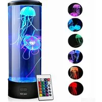 MOPUEA LED Nachtlicht LED Nachtlicht Quallen Lavalampe – Runde echte Quallen Aquarium Lampe, Farbwechsel, beruhigend, leise, dekorativ, entspannend