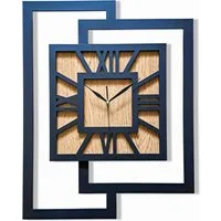 ORNAMENTI Wanduhr Grosse, moderne, geometrisch, Holz, hingucker, Loft, Rechteck (römisch, römische Ziffern, ohne Ticken, Wanddeko)